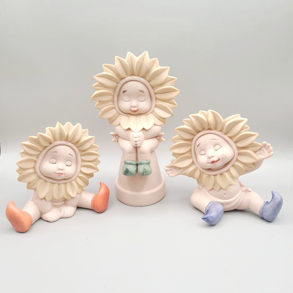 Ceramic Bisque Sunflower Babies Trio